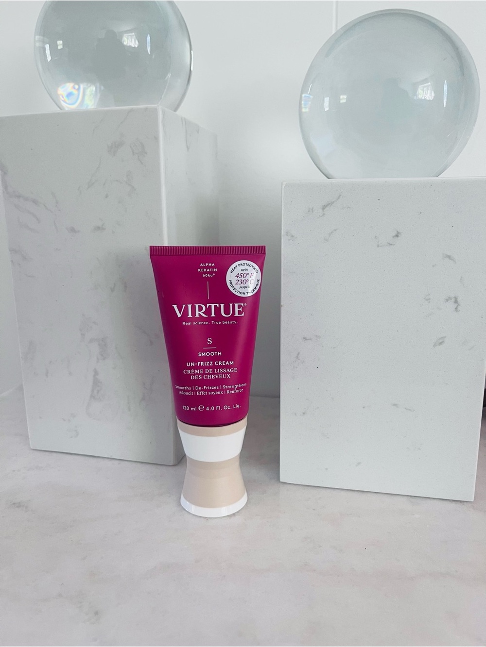 Virtue Smooth Un-Frizz Heat Protectant Cream – Pink